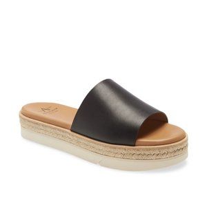 Aquatalia Black Shayna Calf Leather Slides Sandals Size 12
